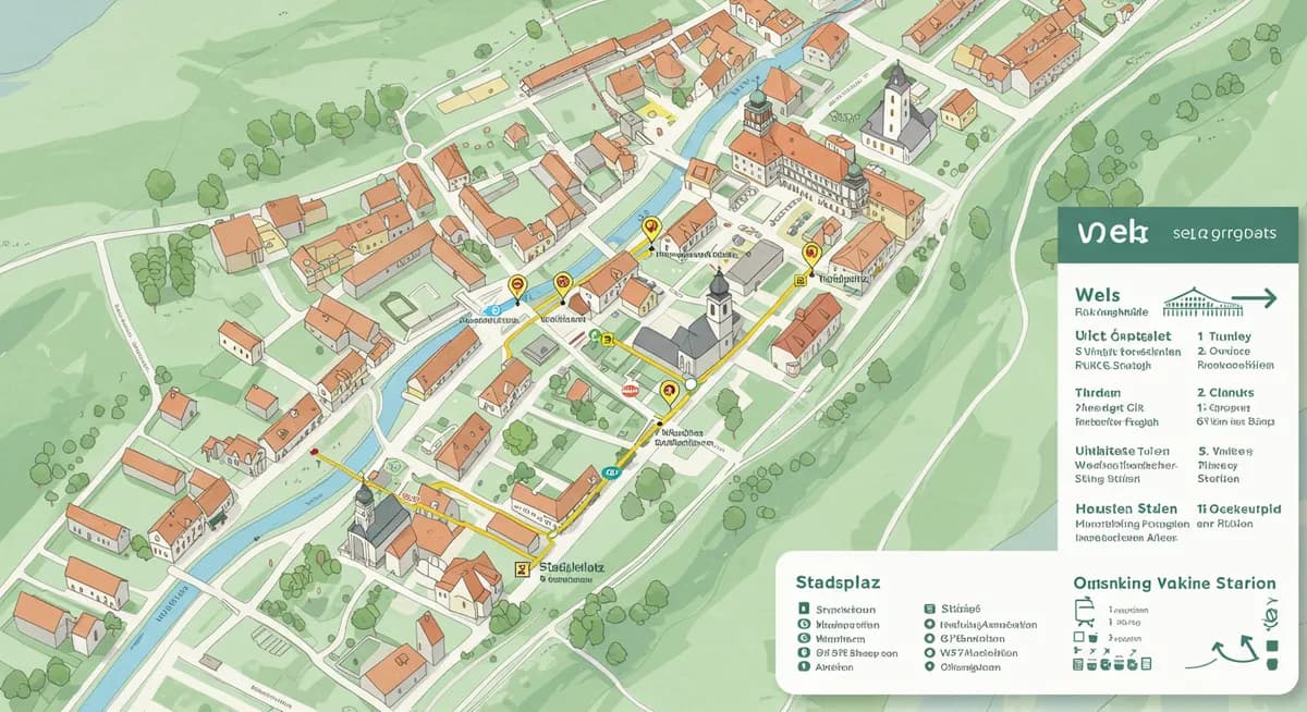 Self-Guided Walking Tour Map: Wels City Center