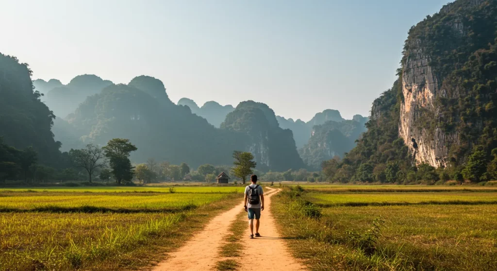 solo traveler vang vieng walking tours - vang vieng walking tour guide