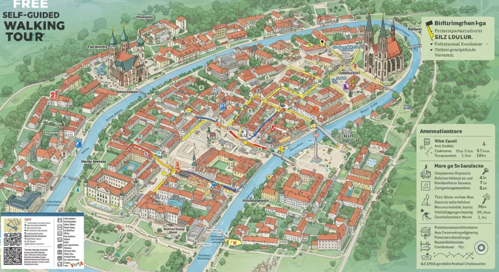 linz city center free self-guided walking tour map - linz walking tour guide