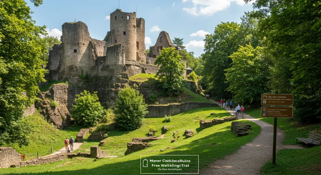 mamer castle ruins free walking trail - mamer walking tour guide
