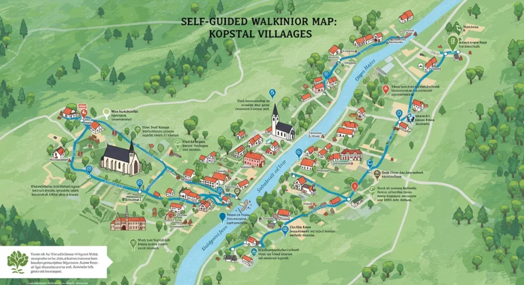 self-guided walking tour map kopstal villages - kopstal walking tour guide